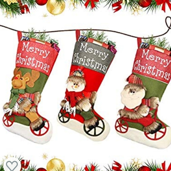Cute Bike Riding Santa Snowman Christmas stocking - Picture 5 of 6